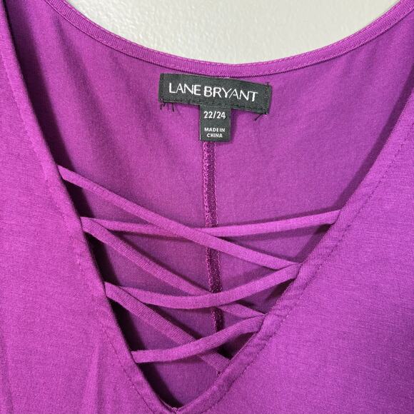 Lane Bryant Purple Criss Cross Neck Tunic Length Top - Plus Size 22/24 - Women's - Picture 3 of 5